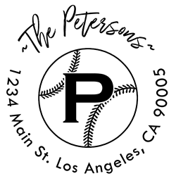 Baseball Outline Letter P Monogram Stamp Sample